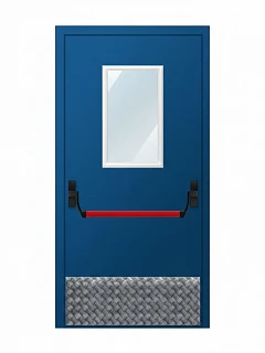 Противопожарная дверь для офиса Антипаника с накладкой из алюминия